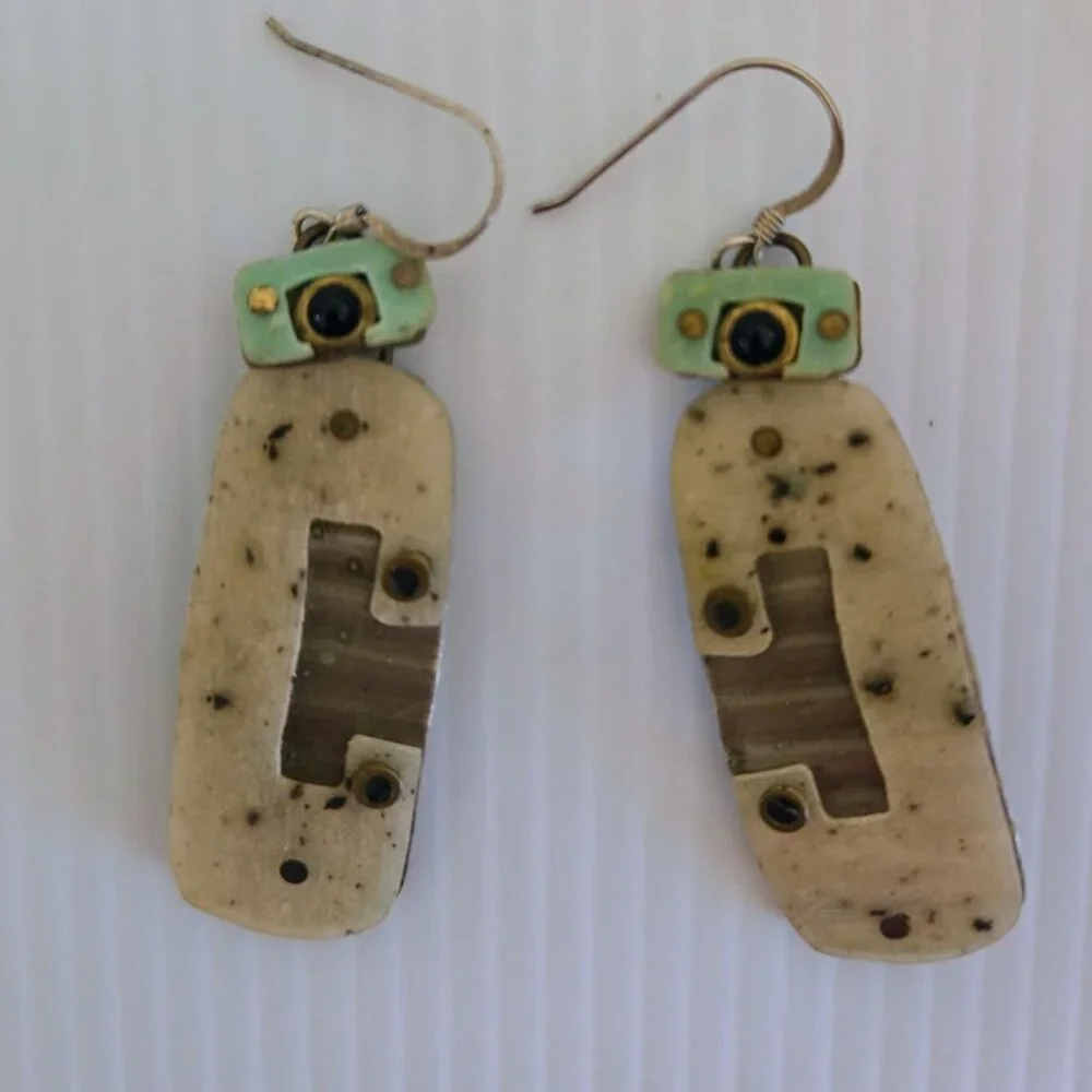 Bundle of four sets artisan earrings in earthy‎ tones